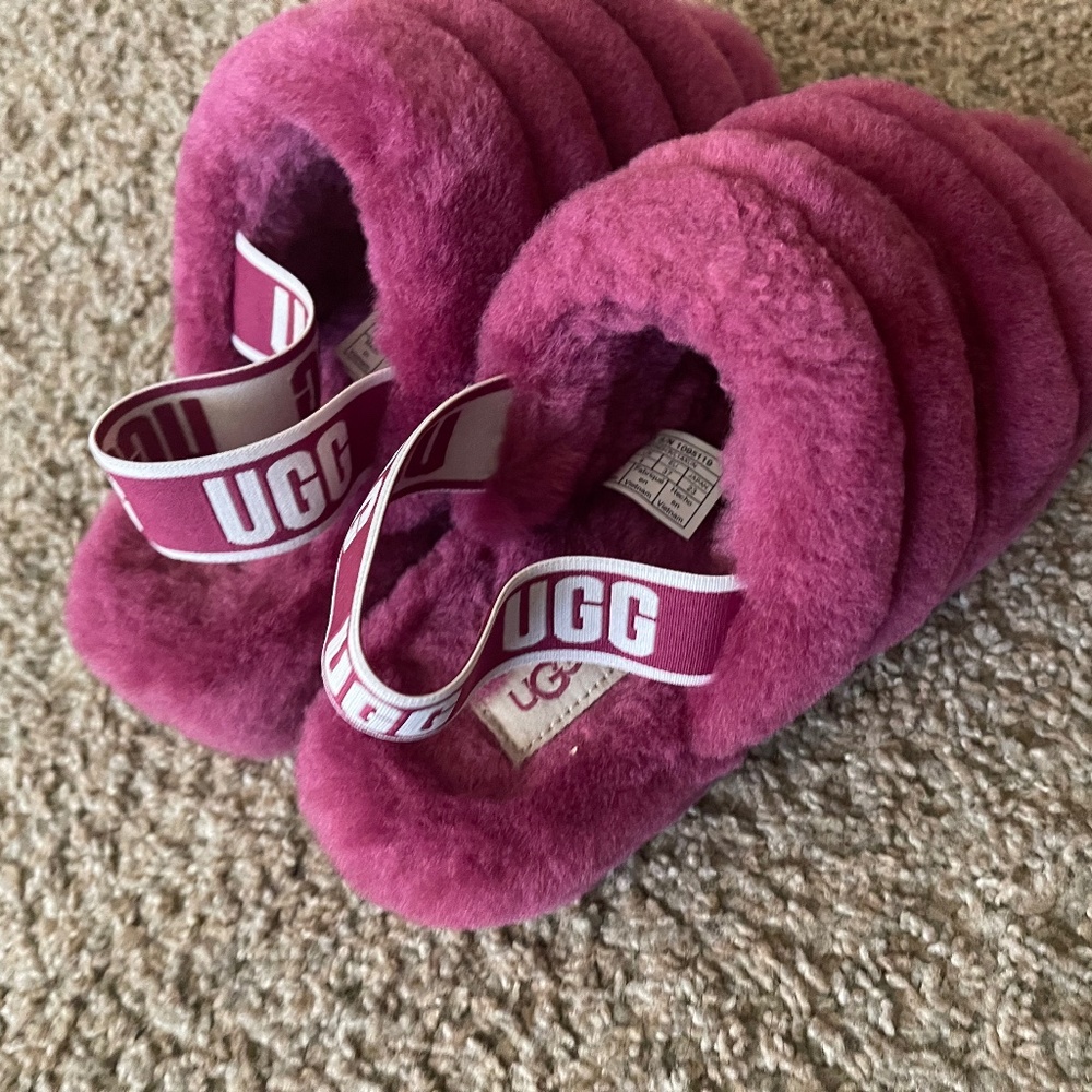UGG Fluff Yeah Shearling Slide Platform Sweet Plum Sz 6